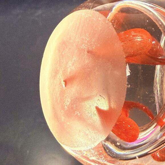 Art Glass Paperweight Egg Hand Blown Red Flame Swirl Teardrop Murano Style 4.5” - Picture 5 of 8